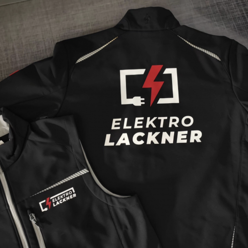 Druck auf Jacken und Gilets für "Elektro Lackner"